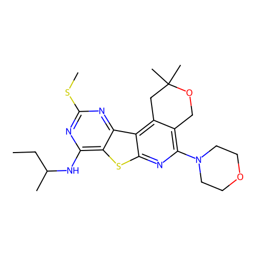 N-(butan-2-yl)-2,2-dimethyl-10-(methylsulfanyl)-5-(morpholin-4-yl)-1,4-dihydro-2H-pyrano[4'',3'':4',5']pyrido[3',2':4,5]thieno[3,2-d]pyrimidin-8-amine structure