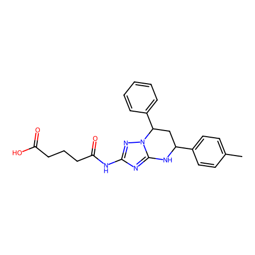 5-[[5-(4-methylphenyl)-7-phenyl-1,5,6,7-tetrahydro-[1,2,4]triazolo[1,5-a]pyrimidin-2-yl]amino]-5-oxopentanoic acid structure