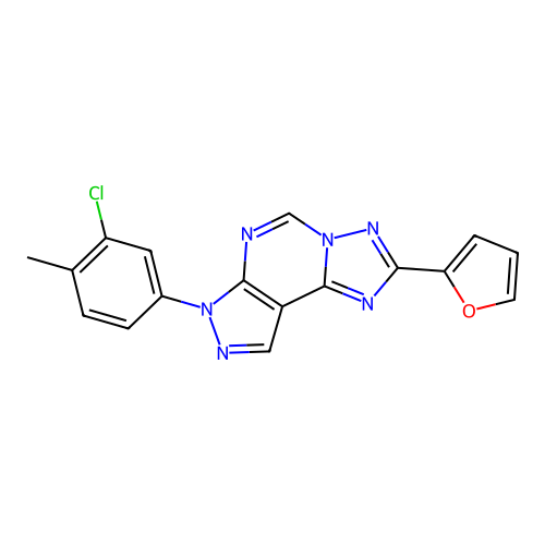 7-(3-chloro-4-methylphenyl)-2-(furan-2-yl)-7H-pyrazolo[4,3-e][1,2,4]triazolo[1,5-c]pyrimidine structure
