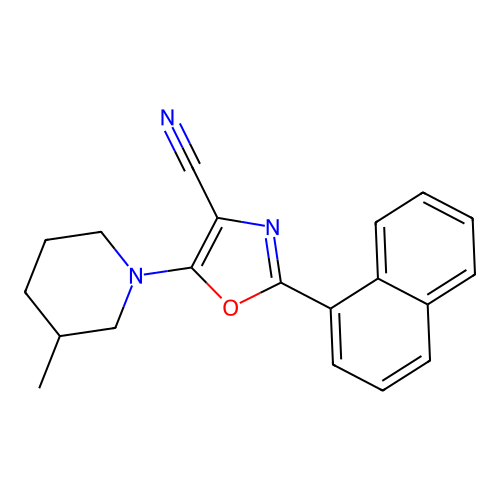 5-(3-Methylpiperidin-1-yl)-2-(naphthalen-1-yl)-1,3-oxazole-4-carbonitrile structure