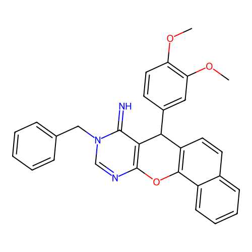 9-benzyl-7-(3,4-dimethoxyphenyl)-7,9-dihydro-8H-benzo[7,8]chromeno[2,3-d]pyrimidin-8-imine structure
