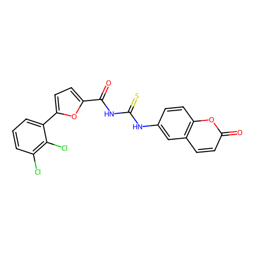 1-[5-(2,3-Dichloro-phenyl)-furan-2-carbonyl]-3-(2-oxo-2H-chromen-6-yl)-thiourea structure