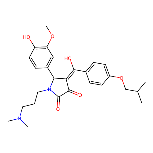 (4E)-1-[3-(dimethylamino)propyl]-5-(4-hydroxy-3-methoxyphenyl)-4-[hydroxy-[4-(2-methylpropoxy)phenyl]methylidene]pyrrolidine-2,3-dione structure