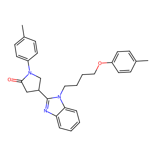 1-(p-tolyl)-4-(1-(4-(p-tolyloxy)butyl)-1H-benzo[d]imidazol-2-yl)pyrrolidin-2-one structure
