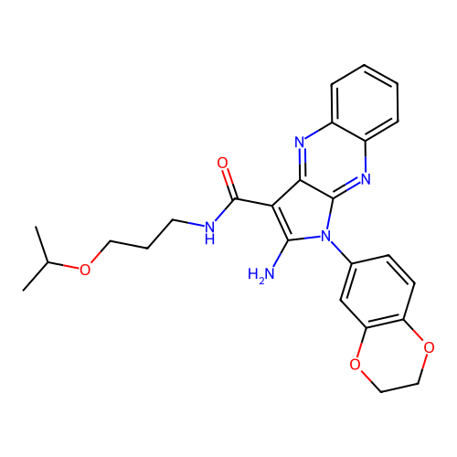 2-amino-1-(2,3-dihydro-1,4-benzodioxin-6-yl)-N-(3-propan-2-yloxypropyl)pyrrolo[3,2-b]quinoxaline-3-carboxamide structure