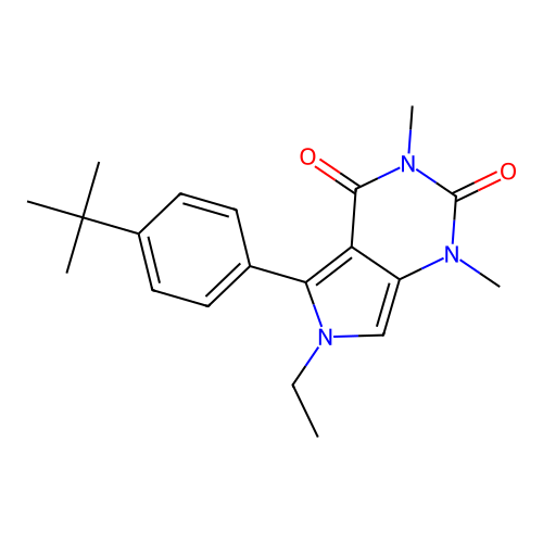 5-(4-tert-butylphenyl)-6-ethyl-1,3-dimethylpyrrolo[3,4-d]pyrimidine-2,4-dione structure