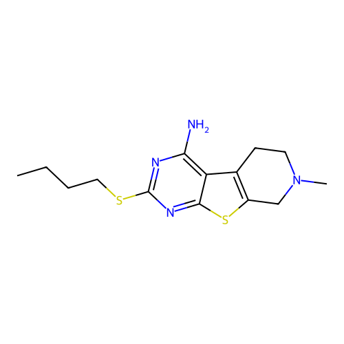 2-(butylsulfanyl)-7-methyl-5,6,7,8-tetrahydropyrido[4',3':4,5]thieno[2,3-d]pyrimidin-4-amine structure