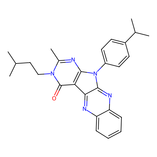 2-methyl-3-(3-methylbutyl)-11-[4-(propan-2-yl)phenyl]-3,11-dihydro-4H-pyrimido[5',4':4,5]pyrrolo[2,3-b]quinoxalin-4-one structure