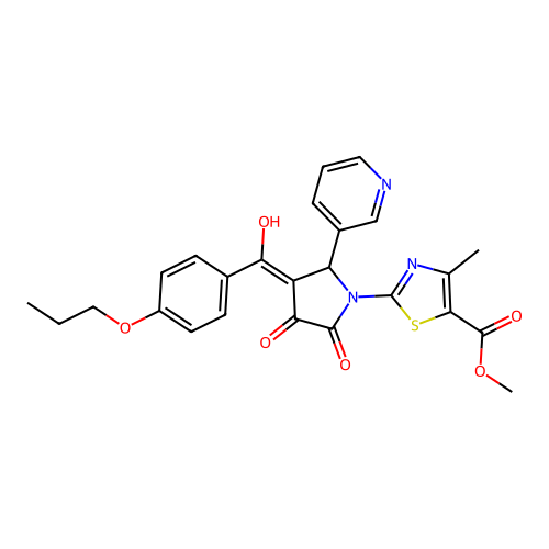 methyl 2-[3-hydroxy-2-oxo-4-(4-propoxybenzoyl)-5-(pyridin-3-yl)-2,5-dihydro-1H-pyrrol-1-yl]-4-methyl-1,3-thiazole-5-carboxylate structure