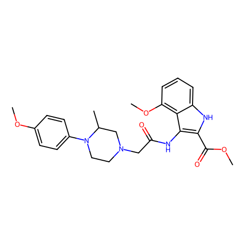methyl 4-methoxy-3-({[4-(4-methoxyphenyl)-3-methylpiperazin-1-yl]acetyl}amino)-1H-indole-2-carboxylate structure