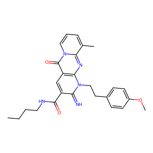 N-butyl-2-imino-1-(4-methoxyphenethyl)-10-methyl-5-oxo-2,5-dihydro-1H-dipyrido[1,2-a:2',3'-d]pyrimidine-3-carboxamide structure