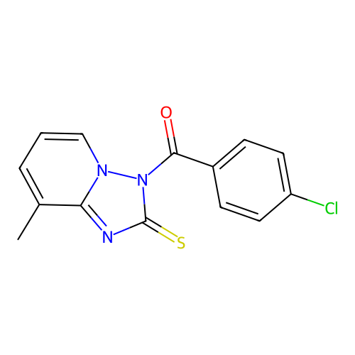 (4-chlorophenyl)(8-methyl-2-thioxo-[1,2,4]triazolo[1,5-a]pyridin-3(2H)-yl)methanone structure
