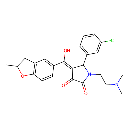5-(3-chlorophenyl)-1-(2-dimethylaminoethyl)-4-[hydroxy-(2-methyl-2,3-dihydro-1-benzofuran-5-yl)methylidene]pyrrolidine-2,3-dione structure