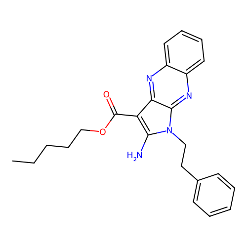 pentyl 2-amino-1-(2-phenylethyl)-1H-pyrrolo[2,3-b]quinoxaline-3-carboxylate structure
