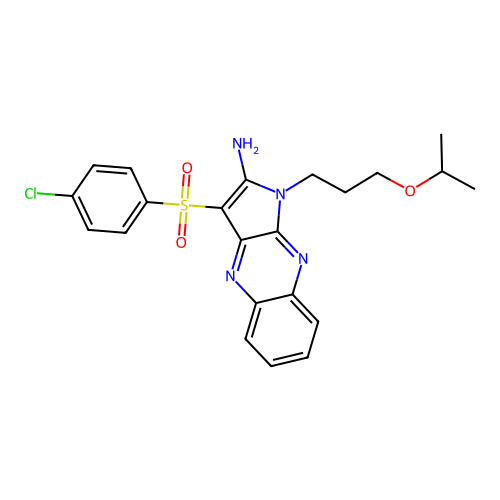3-((4-chlorophenyl)sulfonyl)-1-(3-isopropoxypropyl)-1H-pyrrolo[2,3-b]quinoxalin-2-amine structure