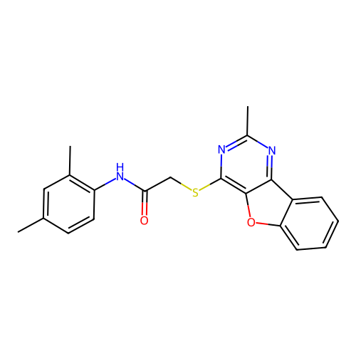 N-(2,4-dimethylphenyl)-2-((2-methylbenzofuro[3,2-d]pyrimidin-4-yl)thio)acetamide structure