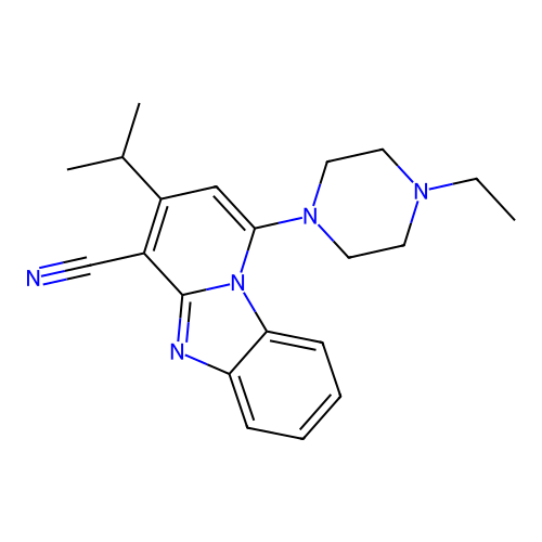 1-(4-Ethylpiperazin-1-yl)-3-propan-2-ylpyrido[1,2-a]benzimidazole-4-carbonitrile structure
