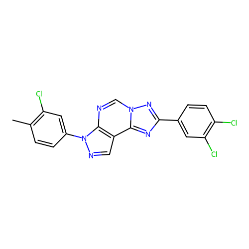 7-(3-chloro-4-methylphenyl)-2-(3,4-dichlorophenyl)-7H-pyrazolo[4,3-e][1,2,4]triazolo[1,5-c]pyrimidine structure