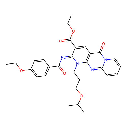 (Z)-ethyl 2-((4-ethoxybenzoyl)imino)-1-(3-isopropoxypropyl)-5-oxo-2,5-dihydro-1H-dipyrido[1,2-a:2',3'-d]pyrimidine-3-carboxylate structure
