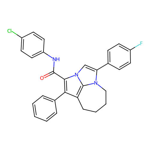 N-(4-chlorophenyl)-4-(4-fluorophenyl)-1-phenyl-5,6,7,8-tetrahydro-2a,4a-diazacyclopenta[cd]azulene-2-carboxamide structure
