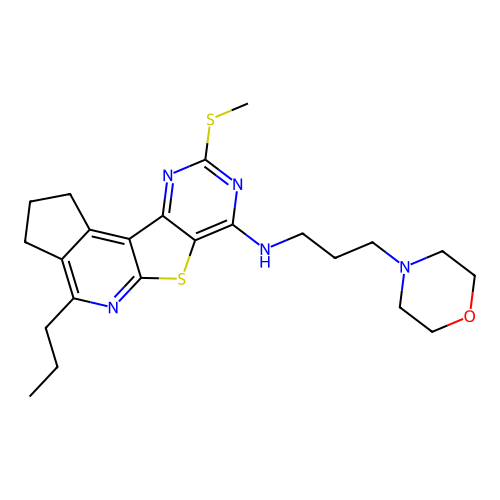 9-(methylsulfanyl)-N-[3-(morpholin-4-yl)propyl]-4-propyl-2,3-dihydro-1H-cyclopenta[4',5']pyrido[3',2':4,5]thieno[3,2-d]pyrimidin-7-amine structure