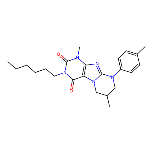 3-hexyl-1,7-dimethyl-9-(4-methylphenyl)-7,8-dihydro-6H-purino[7,8-a]pyrimidine-2,4-dione structure