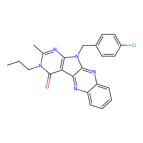11-(4-chlorobenzyl)-2-methyl-3-propyl-3,11-dihydro-4H-pyrimido[5',4':4,5]pyrrolo[2,3-b]quinoxalin-4-one structure