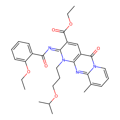 (Z)-ethyl 2-((2-ethoxybenzoyl)imino)-1-(3-isopropoxypropyl)-10-methyl-5-oxo-2,5-dihydro-1H-dipyrido[1,2-a:2',3'-d]pyrimidine-3-carboxylate structure