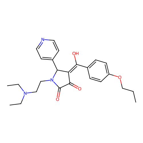 (4E)-1-(2-diethylaminoethyl)-4-[hydroxy-(4-propoxyphenyl)methylidene]-5-pyridin-4-ylpyrrolidine-2,3-dione structure