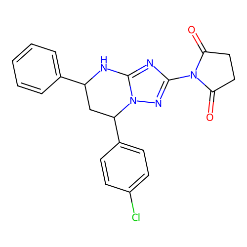 1-(7-(4-chlorophenyl)-5-phenyl-4,5,6,7-tetrahydro-[1,2,4]triazolo[1,5-a]pyrimidin-2-yl)pyrrolidine-2,5-dione structure