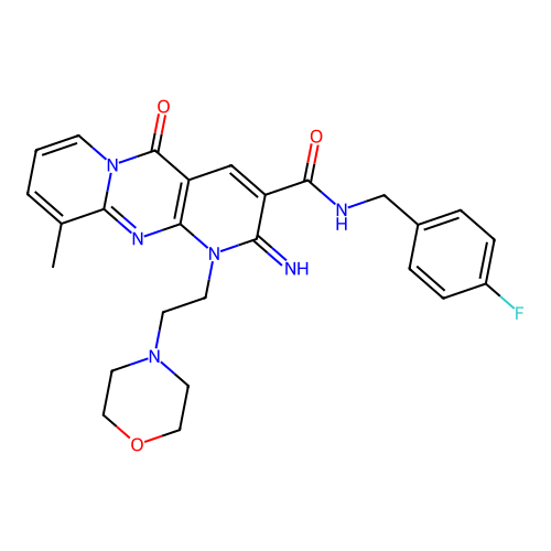 N-(4-fluorobenzyl)-2-imino-10-methyl-1-[2-(morpholin-4-yl)ethyl]-5-oxo-1,5-dihydro-2H-dipyrido[1,2-a:2',3'-d]pyrimidine-3-carboxamide structure