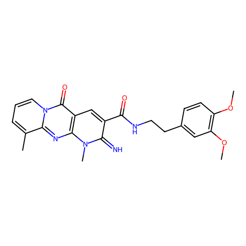 N-[2-(3,4-dimethoxyphenyl)ethyl]-2-imino-1,10-dimethyl-5-oxo-1,5-dihydro-2H-dipyrido[1,2-a:2',3'-d]pyrimidine-3-carboxamide structure
