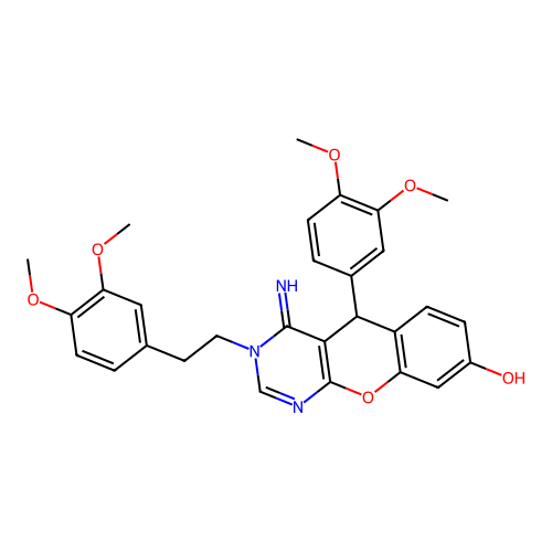 3-(3,4-dimethoxyphenethyl)-5-(3,4-dimethoxyphenyl)-4-imino-4,5-dihydro-3H-chromeno[2,3-d]pyrimidin-8-ol structure