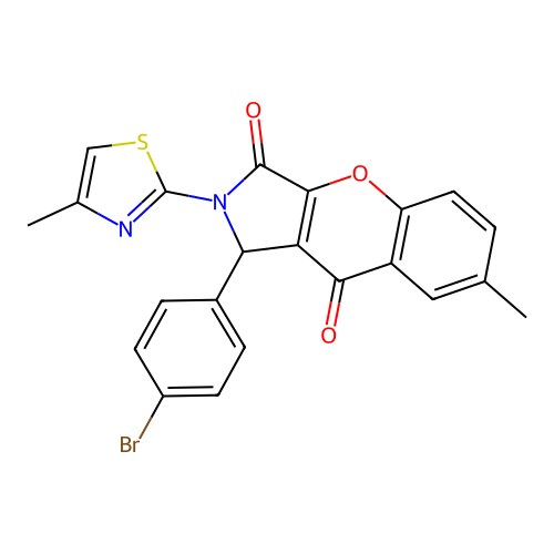 1-(4-bromophenyl)-7-methyl-2-(4-methyl-1,3-thiazol-2-yl)-1,2-dihydrochromeno[2,3-c]pyrrole-3,9-dione structure