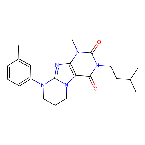 1-methyl-3-(3-methylbutyl)-9-(3-methylphenyl)-7,8-dihydro-6H-purino[7,8-a]pyrimidine-2,4-dione structure