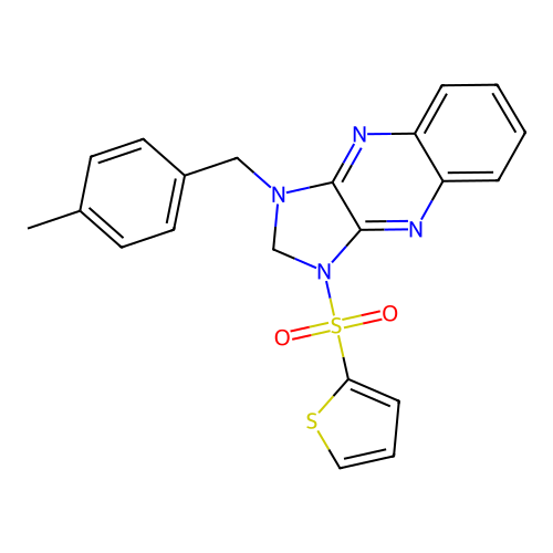1-[(4-methylphenyl)methyl]-3-thiophen-2-ylsulfonyl-2H-imidazo[4,5-b]quinoxaline structure