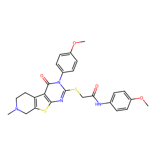 N-(4-methoxyphenyl)-2-((3-(4-methoxyphenyl)-7-methyl-4-oxo-3,4,5,6,7,8-hexahydropyrido[4',3':4,5]thieno[2,3-d]pyrimidin-2-yl)thio)acetamide structure