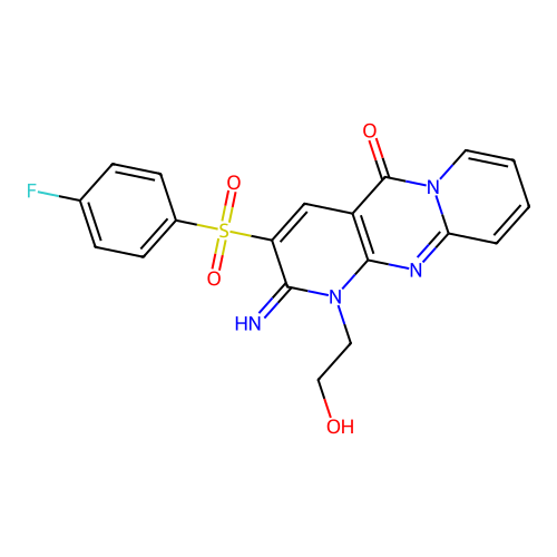 3-((4-fluorophenyl)sulfonyl)-1-(2-hydroxyethyl)-2-imino-1H-dipyrido[1,2-a:2',3'-d]pyrimidin-5(2H)-one structure