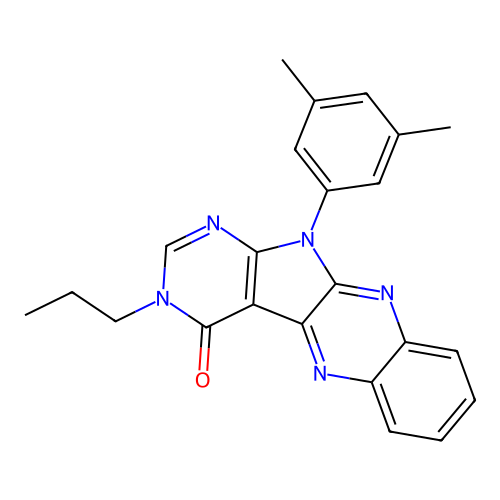 11-(3,5-dimethylphenyl)-3-propyl-3,11-dihydro-4H-pyrimido[5',4':4,5]pyrrolo[2,3-b]quinoxalin-4-one structure
