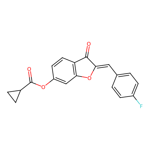 (Z)-2-(4-fluorobenzylidene)-3-oxo-2,3-dihydrobenzofuran-6-yl cyclopropanecarboxylate structure