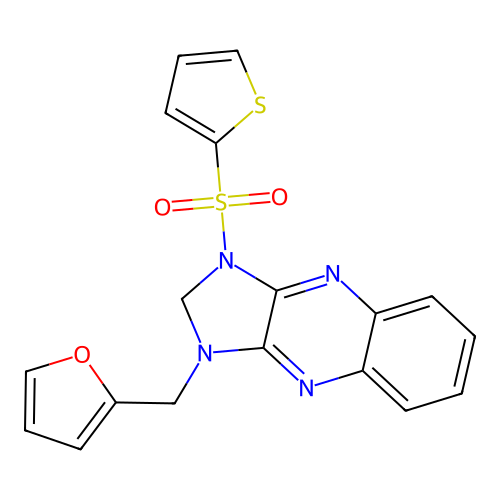 1-(furan-2-ylmethyl)-3-(thiophen-2-ylsulfonyl)-2,3-dihydro-1H-imidazo[4,5-b]quinoxaline structure