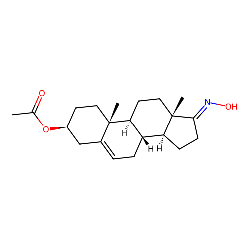 (17E)-17-(Hydroxyimino)androst-5-en-3beta-yl acetate structure