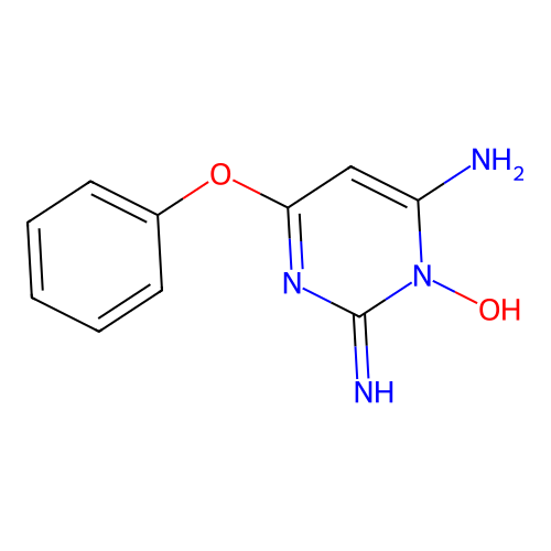 2,3-Dihydro-3-hydroxy-2-imino-6-phenoxypyrimidin-4-amine structure