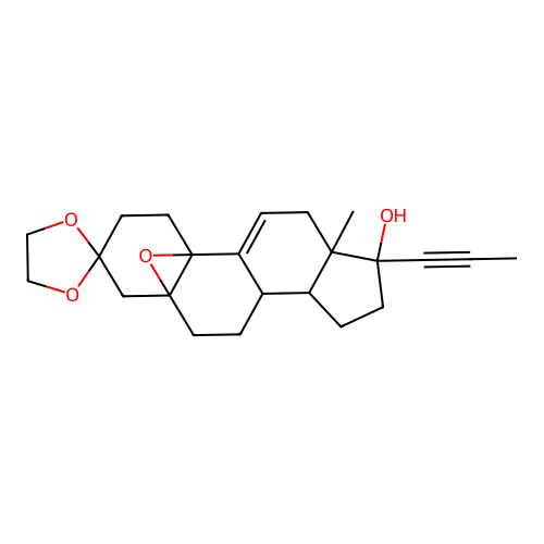 (5alpha,10alpha,17beta)-5,10-Epoxy-17-hydroxy-17-(1-propyn-1-yl)-estr-9(11)-en-3-one cyclic 1,2-ethanediyl acetal structure