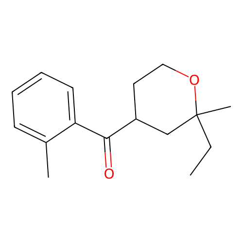 (2-ethyl-2-methyltetrahydro-2H-pyran-4-yl)(o-tolyl)methanone structure