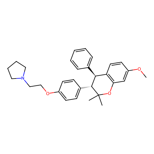 Pyrrolidine, 1-(2-(4-(3,4-dihydro-2,2-dimethyl-7-methoxy-4-phenyl-2H-1-benzopyran-3-yl)phenoxy)ethyl)-, (E)- structure