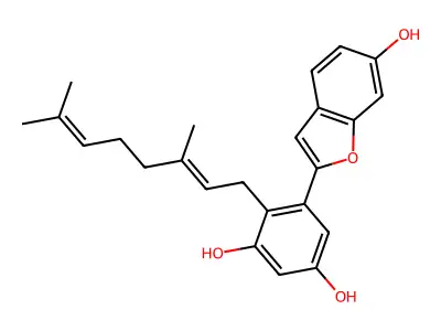 4-(3,7-Dimethylocta-2,6-dienyl)-5-(6-hydroxy-1-benzofuran-2-yl)benzene-1,3-diol structure