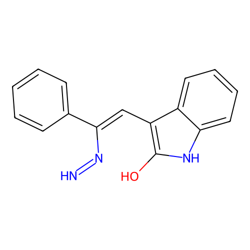 3-(2-diazenyl-2-phenylethenyl)-1H-indol-2-ol structure