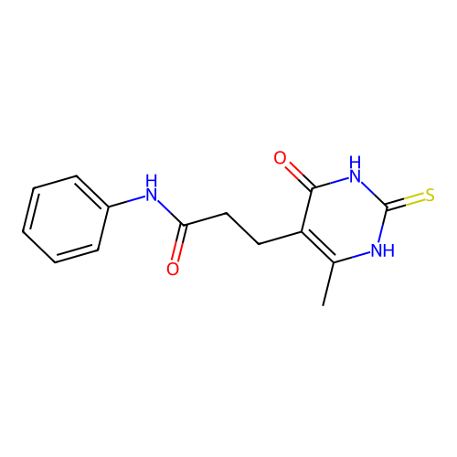 3-(6-methyl-4-oxo-2-sulfanylidene-1H-pyrimidin-5-yl)-N-phenylpropanamide structure