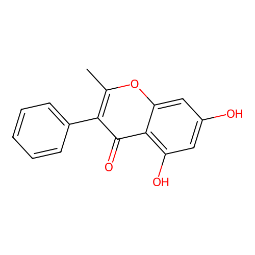 4H-1-Benzopyran-4-one, 5,7-dihydroxy-2-methyl-3-phenyl- structure